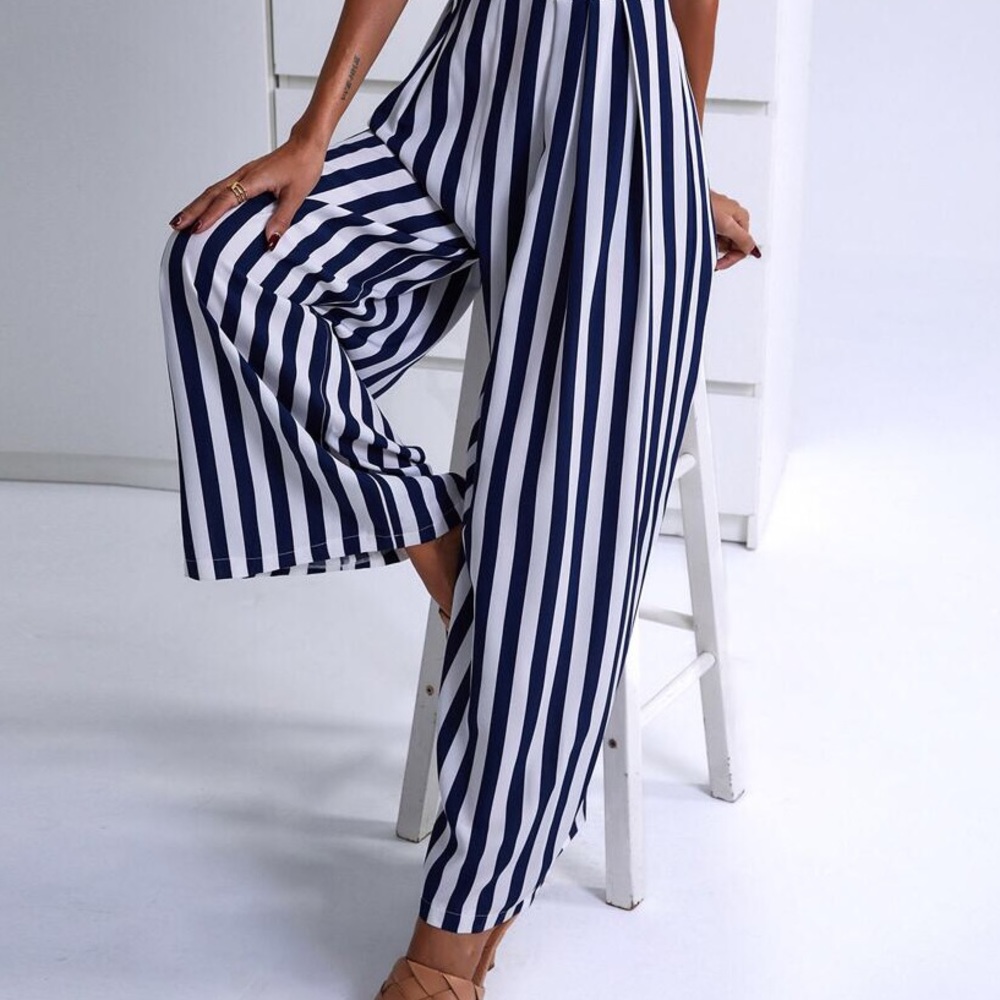 🔥🦋 2 for $40 Palazzo Striped Tube Romper Jumpsuit🦋🔥